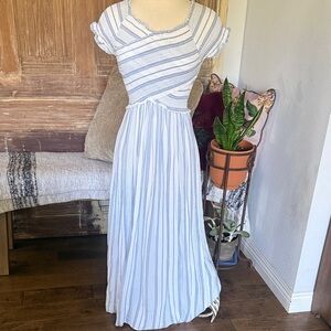 Striped Blue and White Maxi Dress